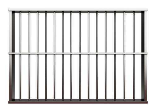 Prison Jail Stainless Bars Isolated on Transparent Background
