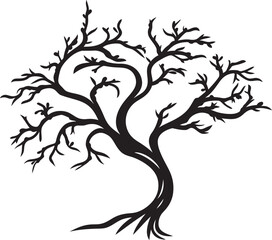 Stark Stump Symbol Dry and Dead Tree Branch Icon Barren Bough Badge Vector Emblem of Lifeless Wood