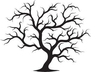 Gaunt Geometry Vector Logo of Arid Branch Languid Lines Emblem of Lifeless Tree Limb