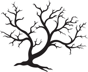 Blighted Beauty Dry and Dead Tree Symbol Dreary Dynamics Vector Logo of Desolate Branch