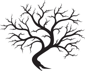 Frail Foliage Fable Vector Design of Dead Tree Branches Arid Arboreal Badge Symbol of Dry and Dead Tree Branches