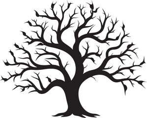 Gaunt Growth Glyph Vector Design of Dry Tree Limbs Fallow Flora Insignia Logo Depicting Dead Tree Branches