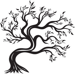 Grim Grimness Graphic Dry and Dead Tree Branch Emblem Pallid Plant Pennant Symbolic Logo of Dry Tree Branches