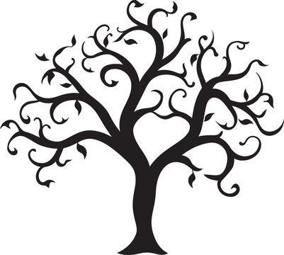Forsaken Foliage Insignia Logo Design of a Dead Tree Branch Droughty Driftwood Design Dry and Dead Tree Branch Icon