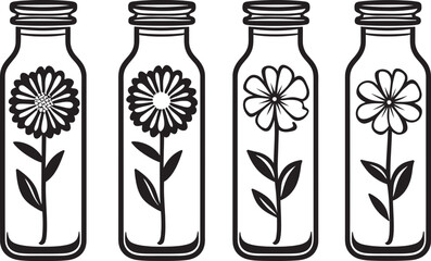 Petal Paragon Blossom Bottle Emblem Design Floral Phials Botanical Vector Logo Icon