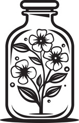 Flowered Flasks Bottled Blossom Logo Design Botanic Bottles Floral Vector Emblem Icon