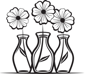 Bloom Bottles Floral Fusion Vector Logo Blossom Vials Bottled Blossom Emblem Design