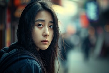 Obraz premium Scenic Asian women street. Outside travel trip. Generate Ai