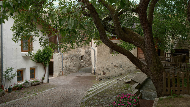 View of the old village of Glurns in South Tyrol