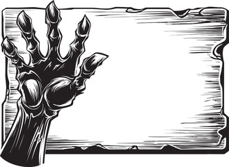 Dreadful Dispatch Emblematic Design Featuring Zombie Hand and Signboard 