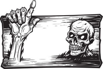 Undead Usher Vector Icon of Zombie Hand Signboard Dreadful Directive Zombie Hand Signboard Logo Design