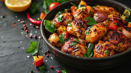 Bowl of Chicken With Tomatoes and Herbs
