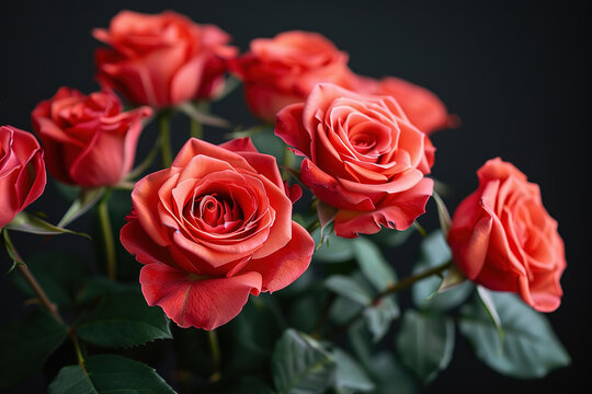 Red roses with black background