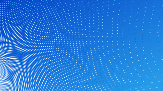 Dotted vector abstract background, blue dots in perspective flow, multimedia information theme, big data technology image, cool backdrop.