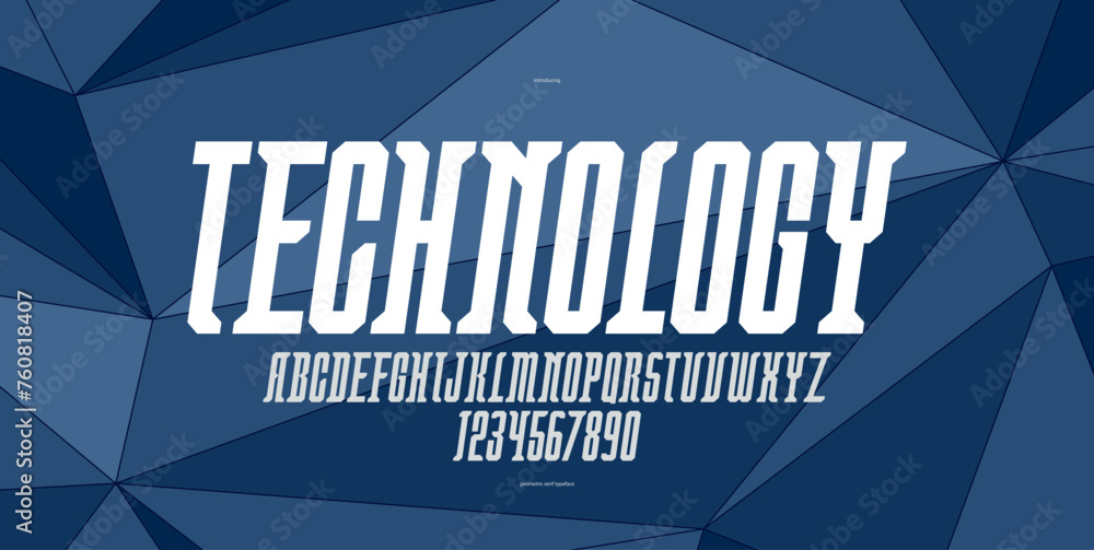 Aufkleber technology and future style display font for logos and posters, vector typeface in modern minimal st