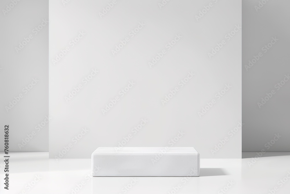 Aufkleber white rectangular pedestal on a gradient background with shadow.