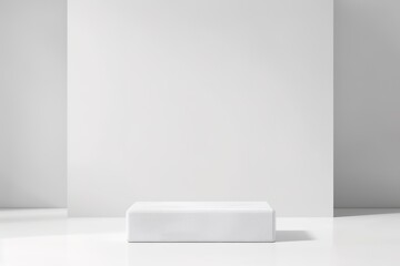 Fototapeta premium White rectangular pedestal on a gradient background with shadow.