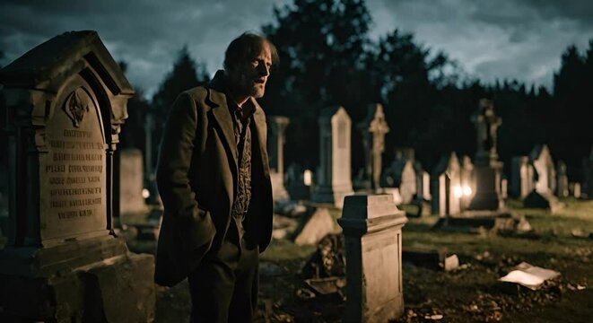 Zombie in the cemetery.