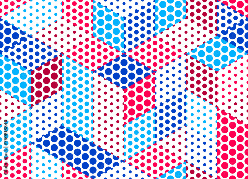 Aufkleber seamless dotted cubes vector background, dots boxes repeating tile pattern, 3d architecture and cons