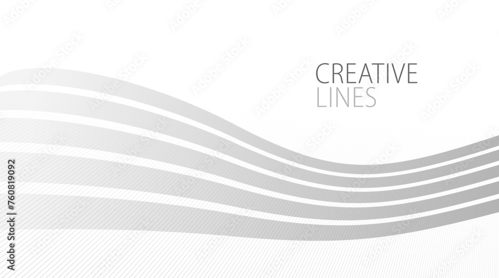 Poster light grey lines in 3d perspective vector abstract background, easy and soft cool illustration, smoo
