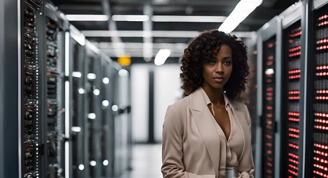 IT woman in a data center.