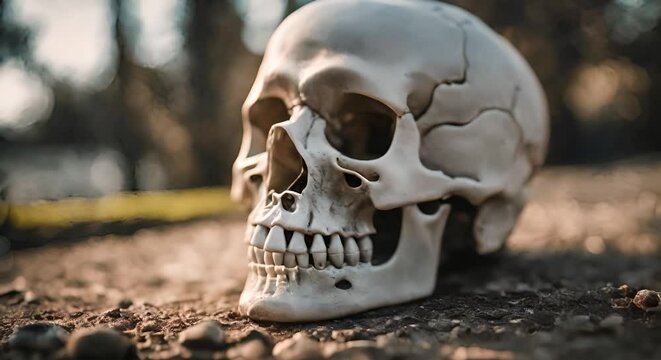 Skull in a cemetery.