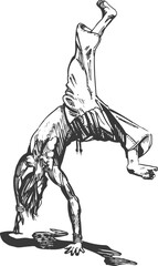 Capoeira. Dancer breakdance man, sketch drawing