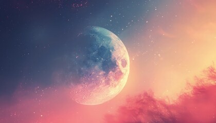 Fototapeta na wymiar Ramadan background. Moon background in the night sky