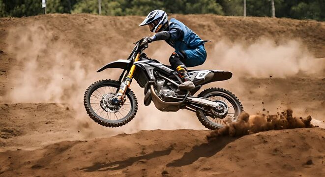 Biker doing motocross.