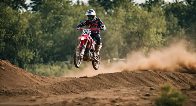 Biker doing motocross.