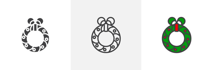 Vector Art of a Chic Christmas Wreath. Modern Wreath Design with Decorative Elements.