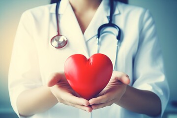 Doctor holding a heart in front of uniform