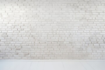 brick wall white color and wooden plank floor for background or texture