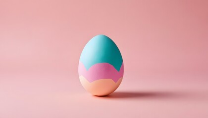 Easter painted egg on a pink background. Easter day banner