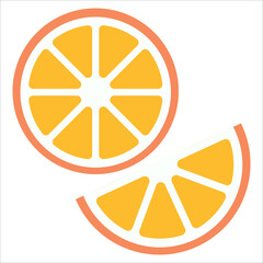 Juicy orange fruit in white, yellow, and orange colors, with summer fruit decoration and decorative texture, circular geometric vector illustration