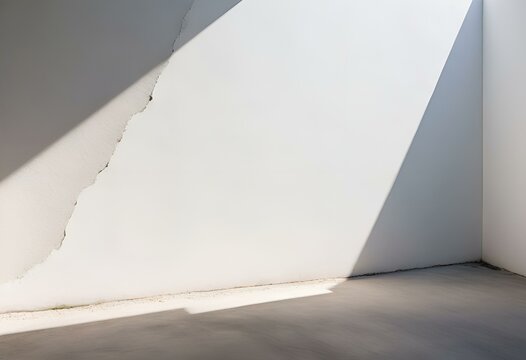 white paint, Shadows, Empty Space, Exposed concrete, Minimal background, Scratch. Generative AI.	
