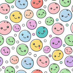 smile funny cute faces seamless pattern background