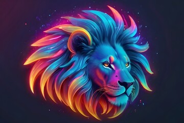 Lion Head Logo, Lion Head Vector, Lion Head Mascot, colorful lion head, Lion Logo, Minimalist Lion Logo, Lion Logo on Black, Sleek Lion Emblem, Sunset Lion Logo, Elegant Lion Logo, Minimal Lion Design - obrazy, fototapety, plakaty