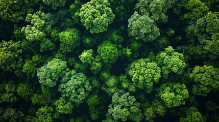 Vista aérea de un bosque denso - obrazy, fototapety, plakaty