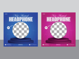 New arrival smart headphone social media post design