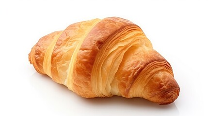 Freshly baked croissant isolated on white background for food and bakery concept