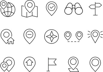 Location icons set. Navigation, Map pointer , Location symbols. Vector illustration