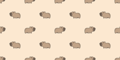 capybara seamless pattern vector pet doodle cartoon south america animal gift wrapping paper tile background repeat wallpaper illustration scarf isolated design