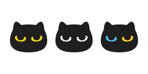 cat vector icon black kitten face head logo calico neko eye pet cartoon character munchkin illustration symbol clip art isolated design