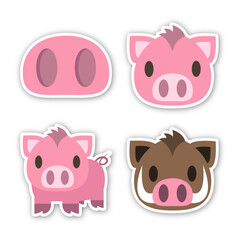 Pig Icon Collection. Emoji Vector. Colorful Icon. Icon Vector. Icon Design