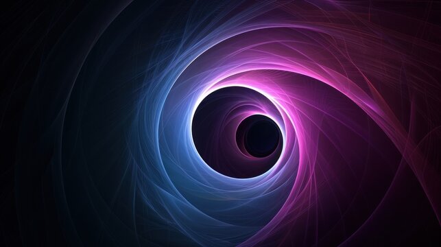 a computer generated image of a purple and blue object with a black center in the middle of the image and a black center in the middle of the image.