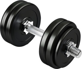 Adjustable dumbbell with black weight plates, cut out transparent