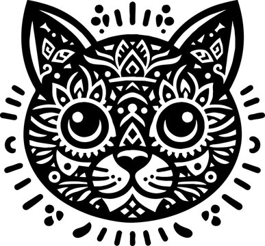 Cat Black Vector in the Mexican Style