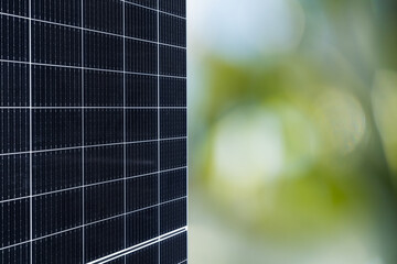 Solar panels on a green background.