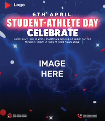 National student athlete day celebration with instagram and facebook post template | student athlete day instagram and facebook post template | Student athlete day social media post and web banner